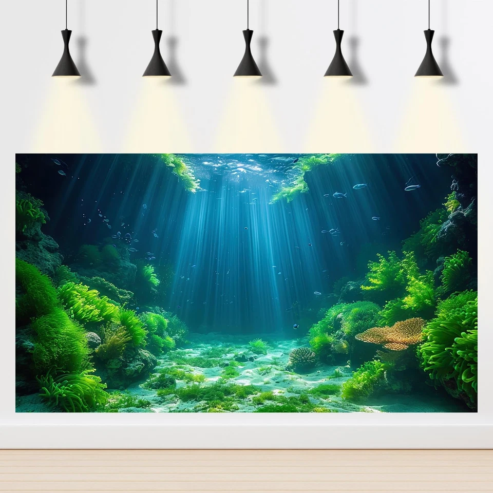 Fondo de acuario Rivdise plantas acuáticas algas suaves terrario telón de fondo un Foto 4 de 4