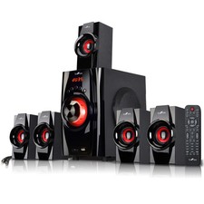 Befree Sound 5.1 Channel Surround Sound Bluetooth Speaker System With Remote-Red