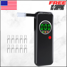 Professional Alcohol Tester With LCD Digital Display 10 Mouthpieces Black