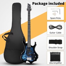46 In Full Size Electric Bass Guitar With AMP Beginner Kits Tools for Student