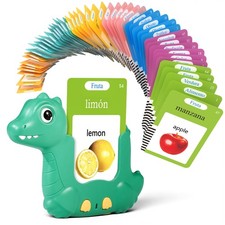 Bilingual SP/EN Talking Flash Cards for Toddlers 1-3, Montessori Learning Toy