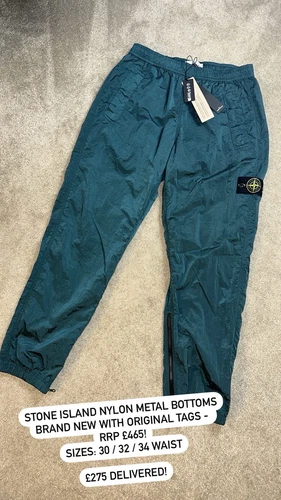 Fondo Stone Island nylon metallo cromato vita 32 nuovo con etichette prezzo consigliato £ 465!