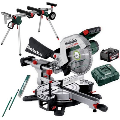 Metabo Akku Kappsäge Säge Ladegerät KGS18 LTX BL 254 + Untergestell KSU 251 Set