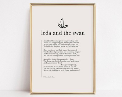 Wb Yeats Print Leda And The Swan Poem Yeats Quote Yeats Gift Gift For Teacher