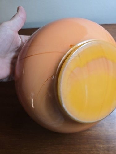 Rare Antique Tiffin Glass 1920 Salmon Opaque Swirl Slag 9"Bowl - Picture 12 of 24