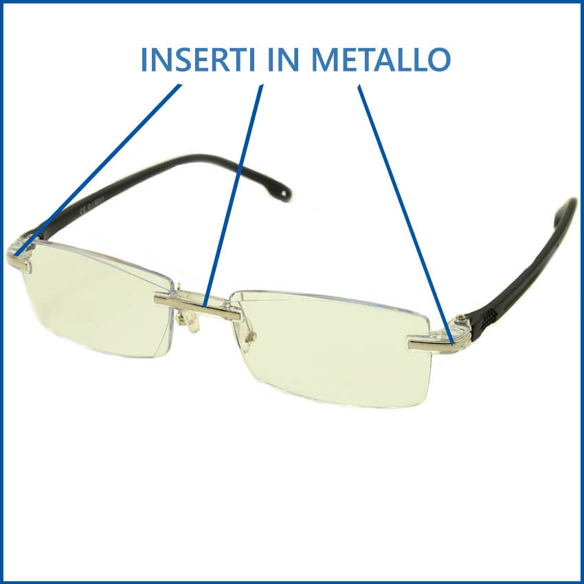 Occhiali Da Lettura 10PK Da Uomo Rettangolari Senza Montatura - Foto 4