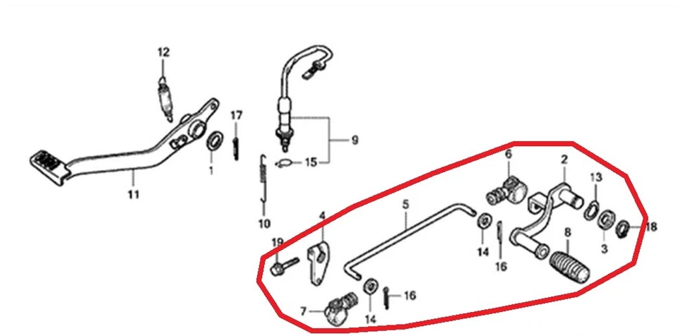 HONDA CBR125 R GEAR LEVER + BAR + RUBBERS + WASHERS SET 2004 - 2011  - Image 4 of 4