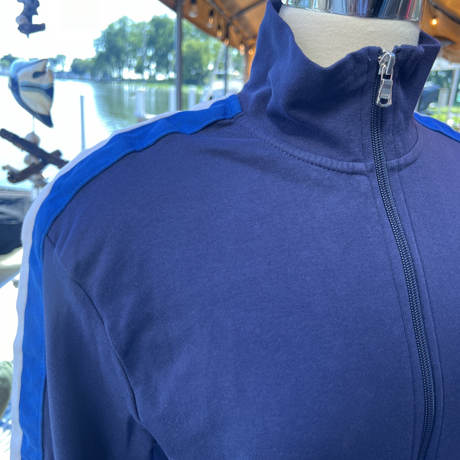 Polo Ralph Lauren Performance Jacket da uomo taglia small blu navy bianco pony