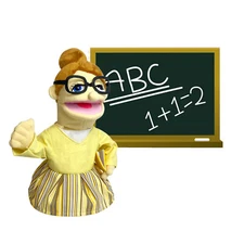 16"Teacher Hand Puppet withRetractable Control RodInteractive Role Play For Kids