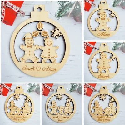 FANCY CRAFT UK Christmas Bauble Personalised Gingerbread Family Tree Decoration Xmas Gifts PLY