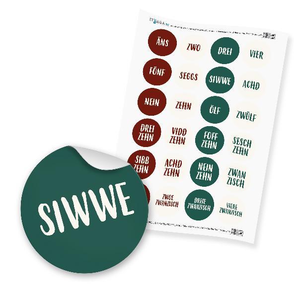Itenga Zahlensticker Z27 Adventskalenderzahlen 1-24 SaarläNdisch Aufkleber-image
