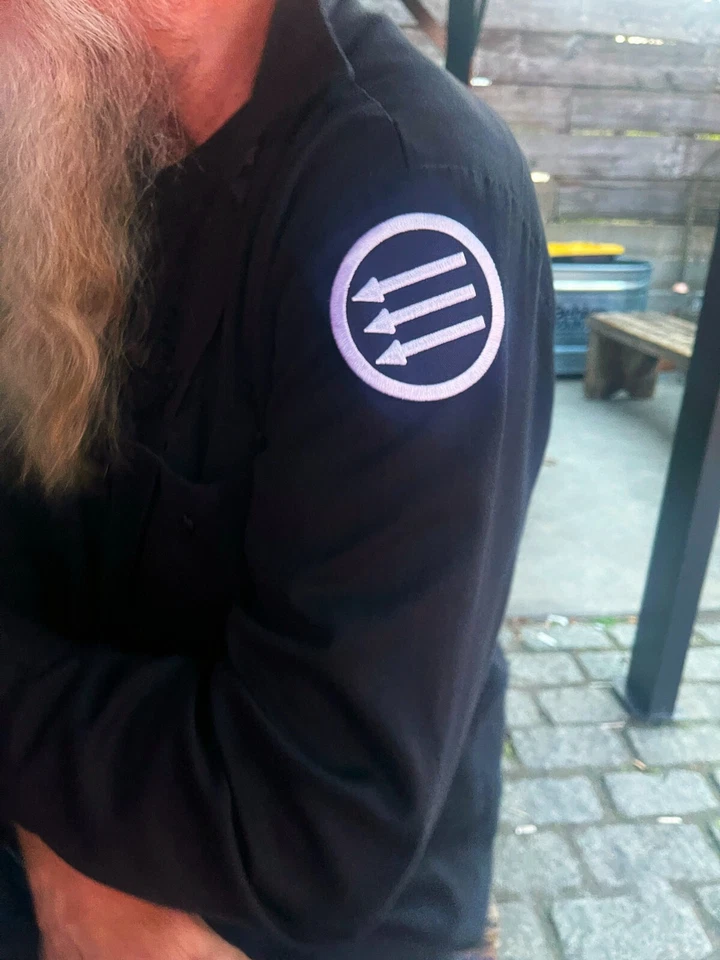 3" Anti Fascist Iron Front Embroidered Iron On Patch Antifascist Three 3 Arrows - Image 2 of 4