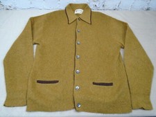 Vintage 60s Mohair Cardigan Sweater Medium Kurt Cobain Shaggy Beige 1960s