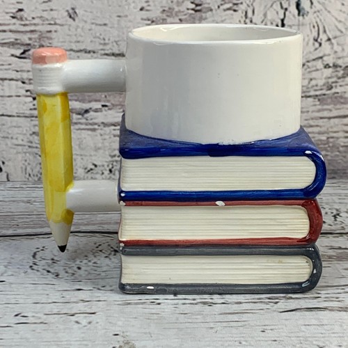Banning Teacher Mug Stack of Books Pencil Handle Reading Writing Arithmetic - Picture 3 of 7