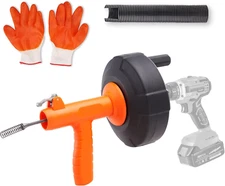 VEVOR Drain Auger 25Ft, Plumbing Snake Auto Feed, Plumbers Snake with Drill Atta