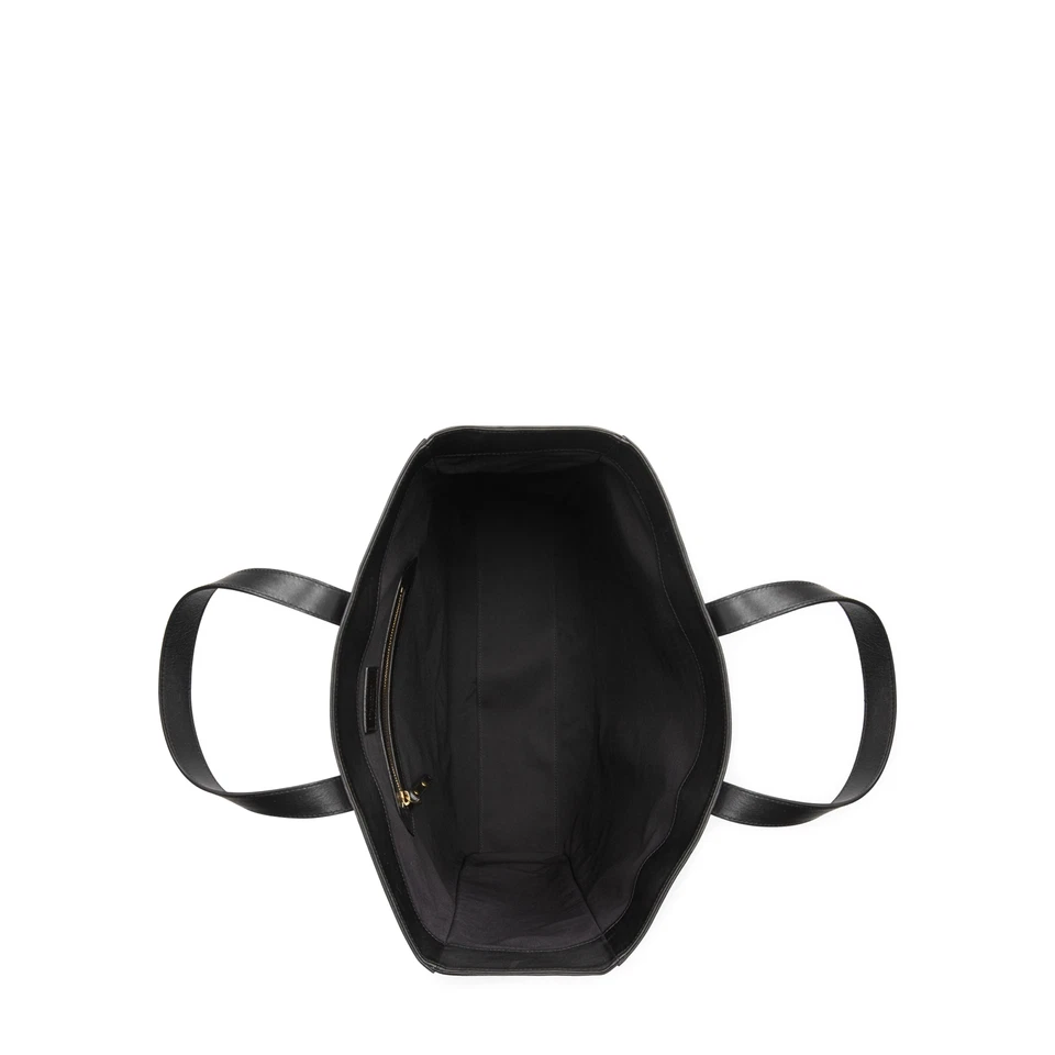 Bolso de Mano Ralph Lauren $1,200 Etiqueta Púrpura Cuero Art Deco Invierno Estadio Negro Foto 3 de 4