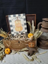 PRIMITIVE ANTIQUE VINTAGE FOLK ART STYLE PICK PUMPKIN PATCH FALL HALLOWEEN  SIGN