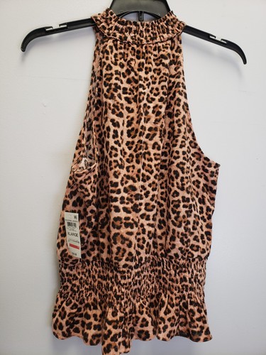 INC International Concepts Women's Cotton Mock-Neck Top Classic Cheetah XL - Picture 2 of 5