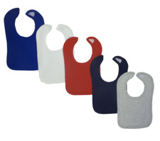 2-Ply Interlock Solid Infant Bib Variants - Bundle Pack of 5 
