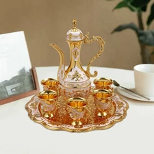 SALE! Vintage Turkish Tea Set with 6 Cups , Teapot , and Decorative Tray TOP