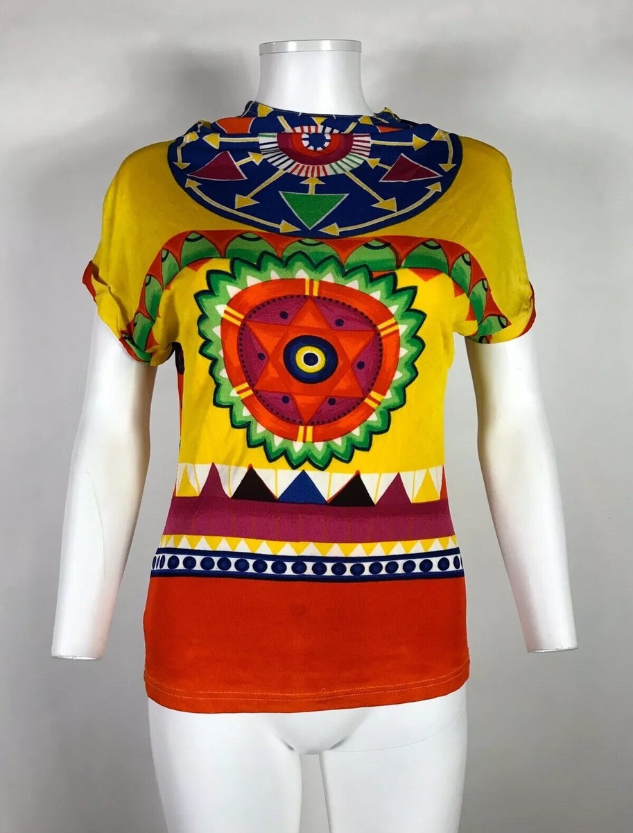 トップス gianni versace Y Vtg Gianni Versace Yellow Printed Top XS 38 | eBay