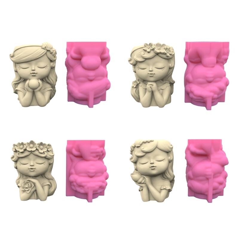 4pcs Flower Pot Silicone Mold for DIY Resin Crafts and Pen Holders