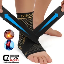 Copper Ankle Support Brace Compression Sleeve Foot Pain Arthritis Running Sprain