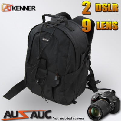 Pro Camera BACKPACK travel BAG for 2x DSLR 7x lens 15