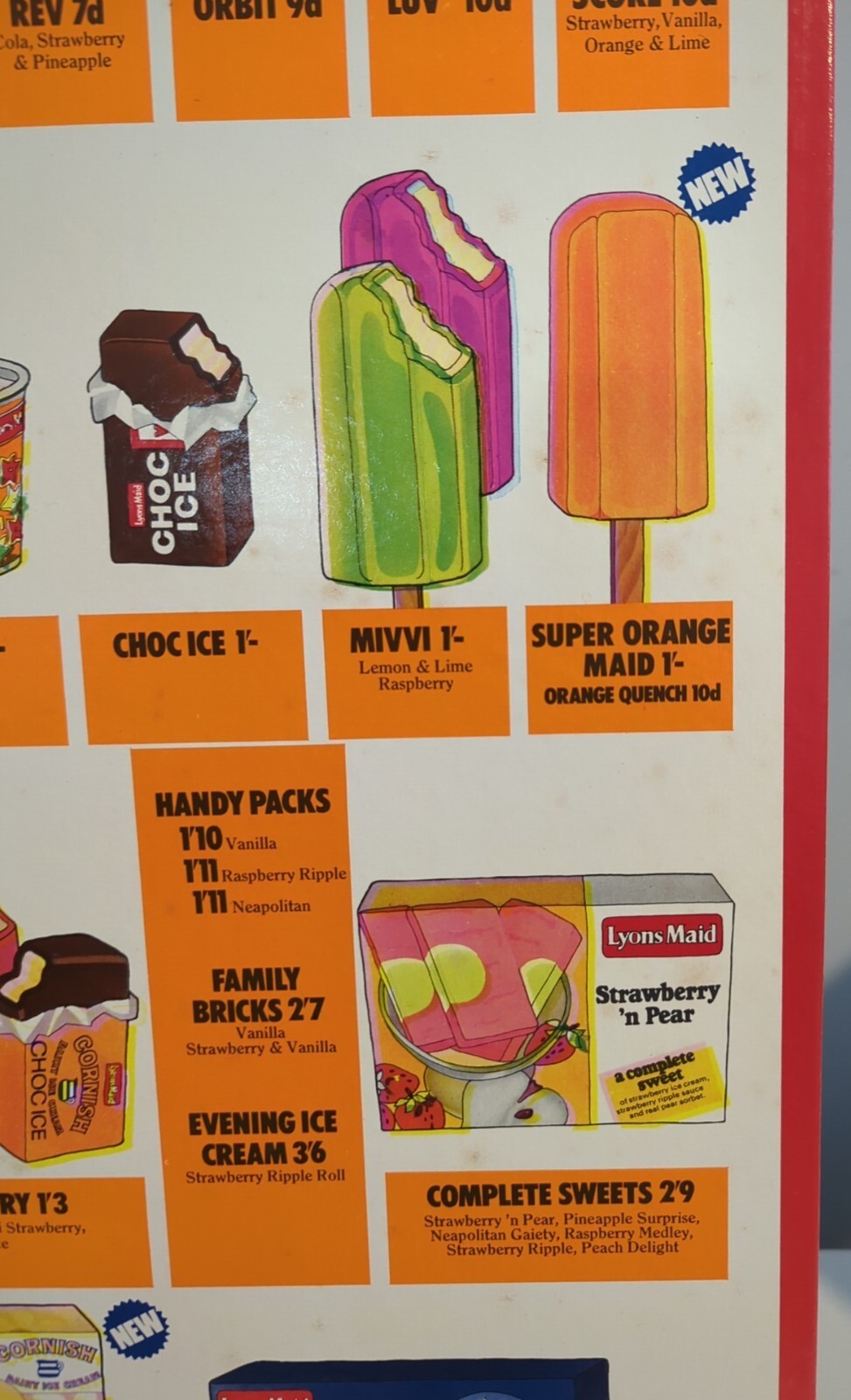 Lyons Maid Ice Cream Laminated Cardboard Shop Sign Vintage 50 x 34 Cm