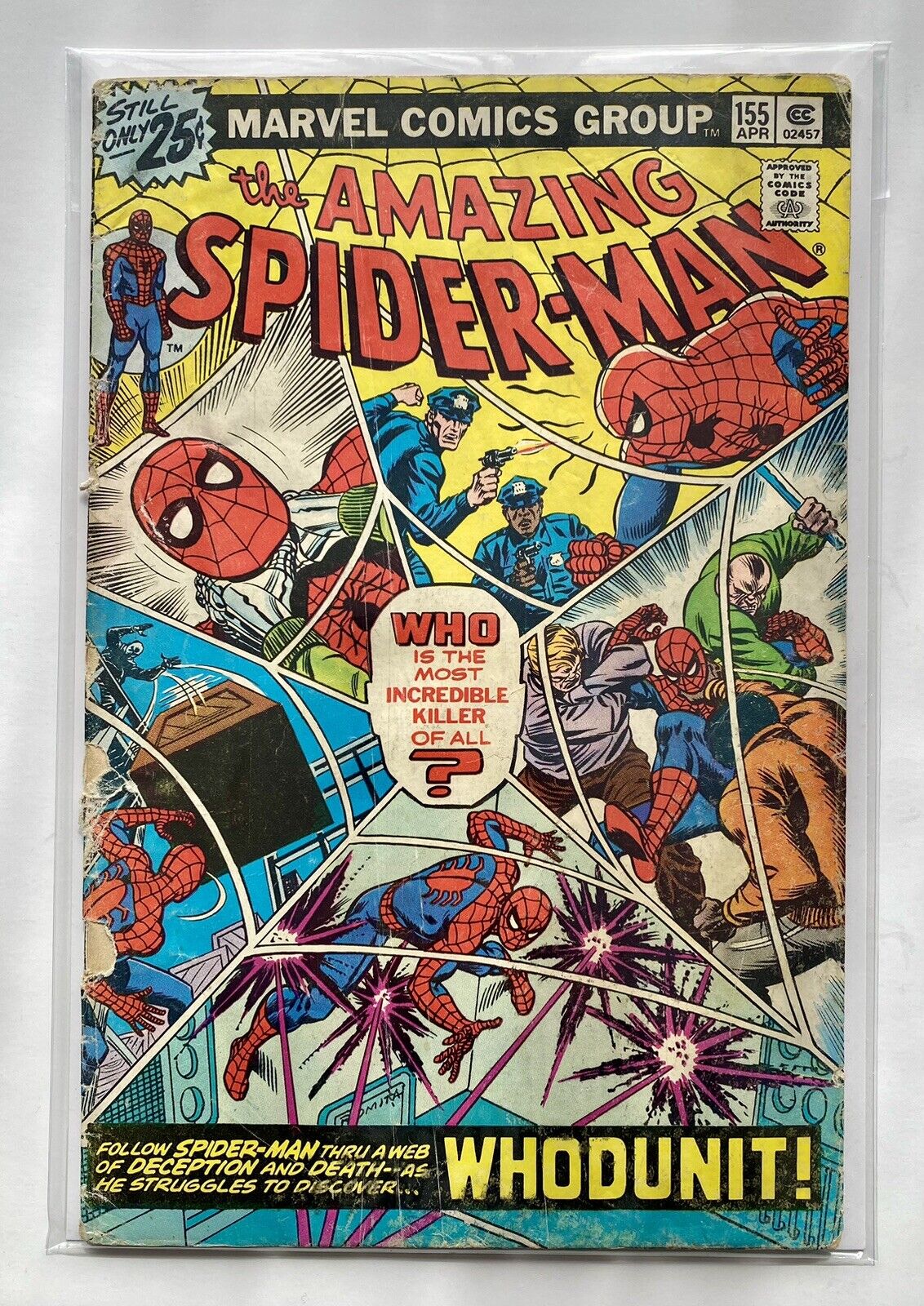 The Amazing Spider-Man #155 "Whodunit!" Marvel Comics 1976