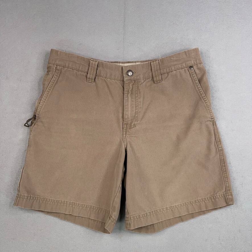 Columbia Shorts Mens 32 Brown Beige Canvas Cargo Utility Hike Fishing Camp Gorp