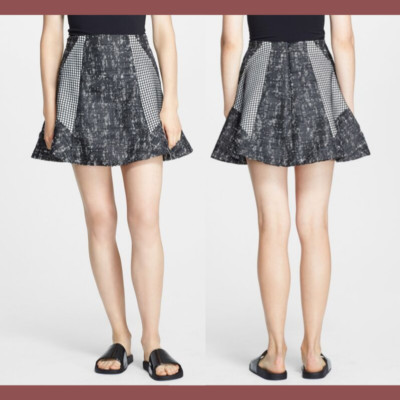 NWT $495 Jonathan Simkhai Boucle A-Line Skirt in Black/White [SZ 10 ] #2266 