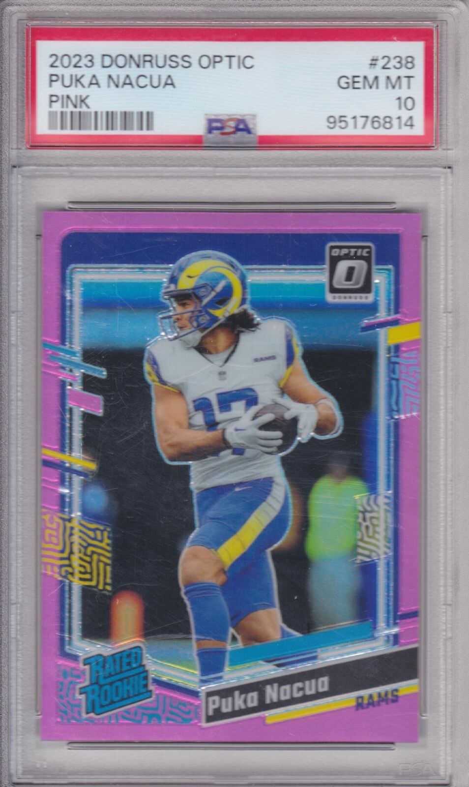 PUKA NACUA 2023 DONRUSS OPTIC RC ROOKIE PINK PRIZM PSA 10