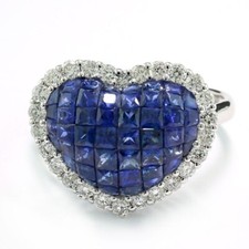 5.60 CT Fancy cut Sapphire  CZ heart cluster proposal Ring in 925 Silver Ring.