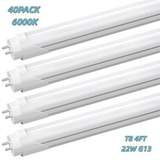 4FT LED Tube Bulbs 22W 6500K G13 T8 Shop Light Frosted Fluorescent Lamps 40PACK