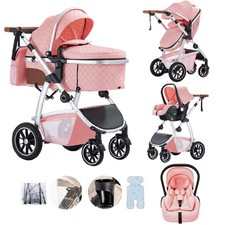 3-in-1 Multifunctional Baby Stroller – Easy Fold, Portable Travel System (Pink)