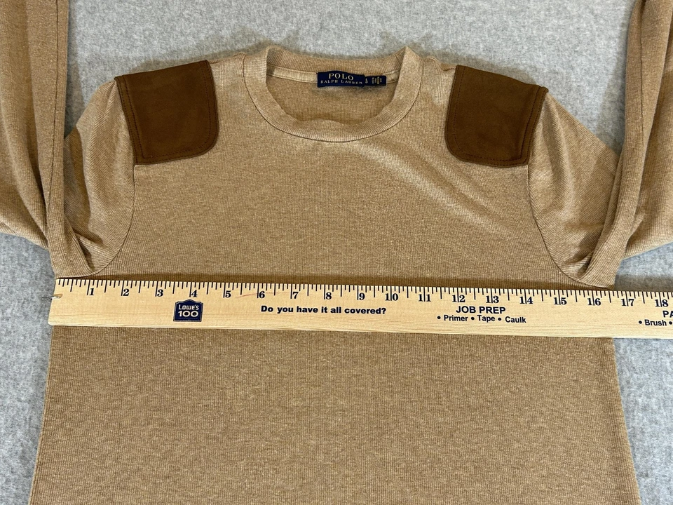 Camisa Polo Ralph Lauren Para Hombres Grande Gamuza Parches para el Hombro Manga Larga Cuello Redondo Foto 4 de 4