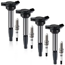 4 Pack Ignition Coils and Double Iridium Spark Plug UF596 UF619 Coil Pack Kit...