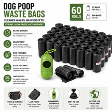 Dog Poop Bags Biodegradable Leak Proof Unscented Refill Rolls Bulk Pet