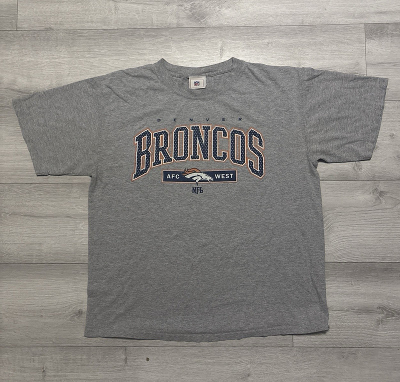 NFL Denver Broncos Officially Licensed Gray AFC West T-Shirt, Football