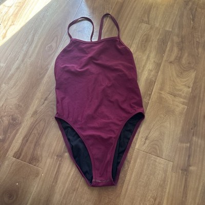Jolyn One Piece Navy Burgundy Melsin Full Piece Bathing Suit size 28