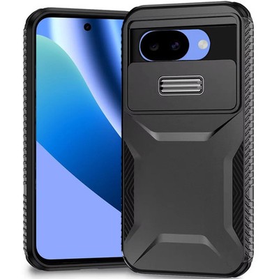 For Google Pixel 10a Case Rugged Side Grip Sliding Lens Cover + Tempered Glass
