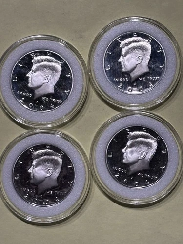 LOT OF FOUR  2004 S PROOF 90% SILVER - KENNEDY HALF DOLLARS-FROSTED CAMEO PROOFS
