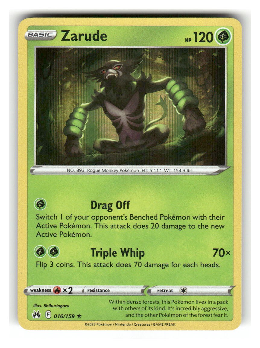 Zarude 016/159 Holo Rare Crown Zenith Pokemon Lightly Played