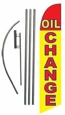 OIL CHANGE Advertising Feather Banner Swooper Flag Sign with Flag Pole Kit...