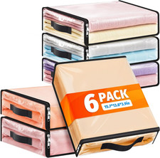 6 Pack Clear Storage Bags with Zipper Handles for Clothes Bedding Blanket Storag