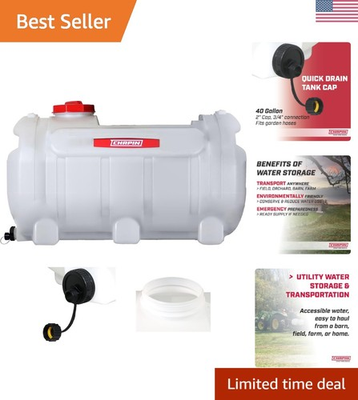 #ad 40 Gallon Water Storage Tank Utility Supply Translucent Chemical Resistant Poly $139.94