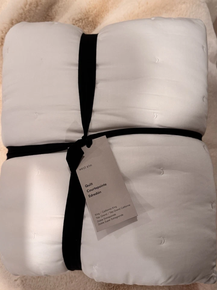 Edredón West Elm Silky TENCEL punto media luna blanco KING/CAL KING NUEVO CON ETIQUETAS en bolsa Foto 3 de 4