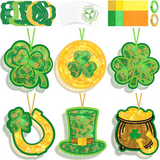 24 Sets St. Patrick'S Day Suncatchers Paper Craft Kit Shamrock Tissue Sign Craft