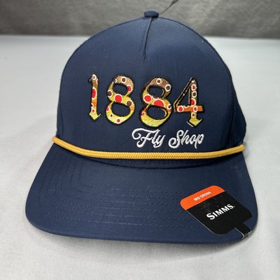 NEW Simms 1884 Fly Shop Hat Cap Snap Back Admiral Blue Embroidered Fishing Mens